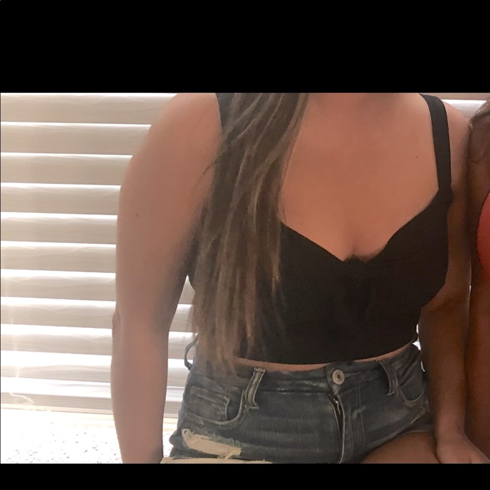 Hollister black front tie crop top